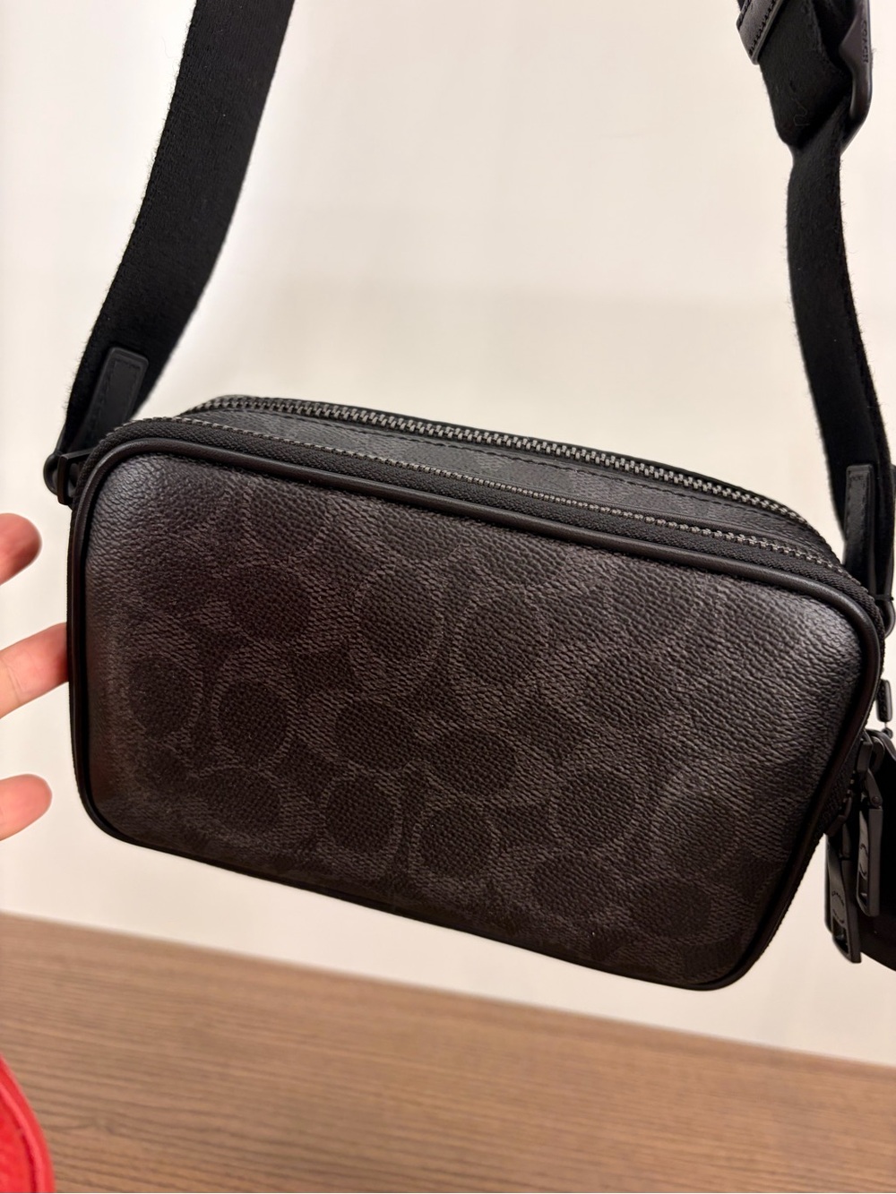 Coach Men's Signature Canvas Messenger Bag in Dark Brown
